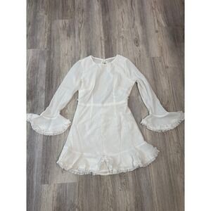 Angel Biba White Ruffle Bell Sleeve Mini Dress AU12 US L